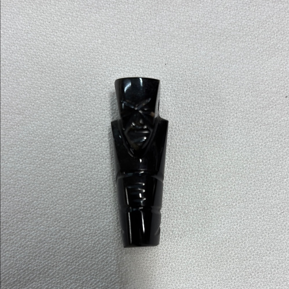Vintage Black Obsidian Volcanic Glass Carved Mayan Aztec Statue Figurine Mexico
